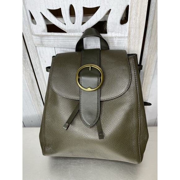 Polo Ralph Lauren Lennox Olive Green Leather Buckle Backpack Cinch Bag